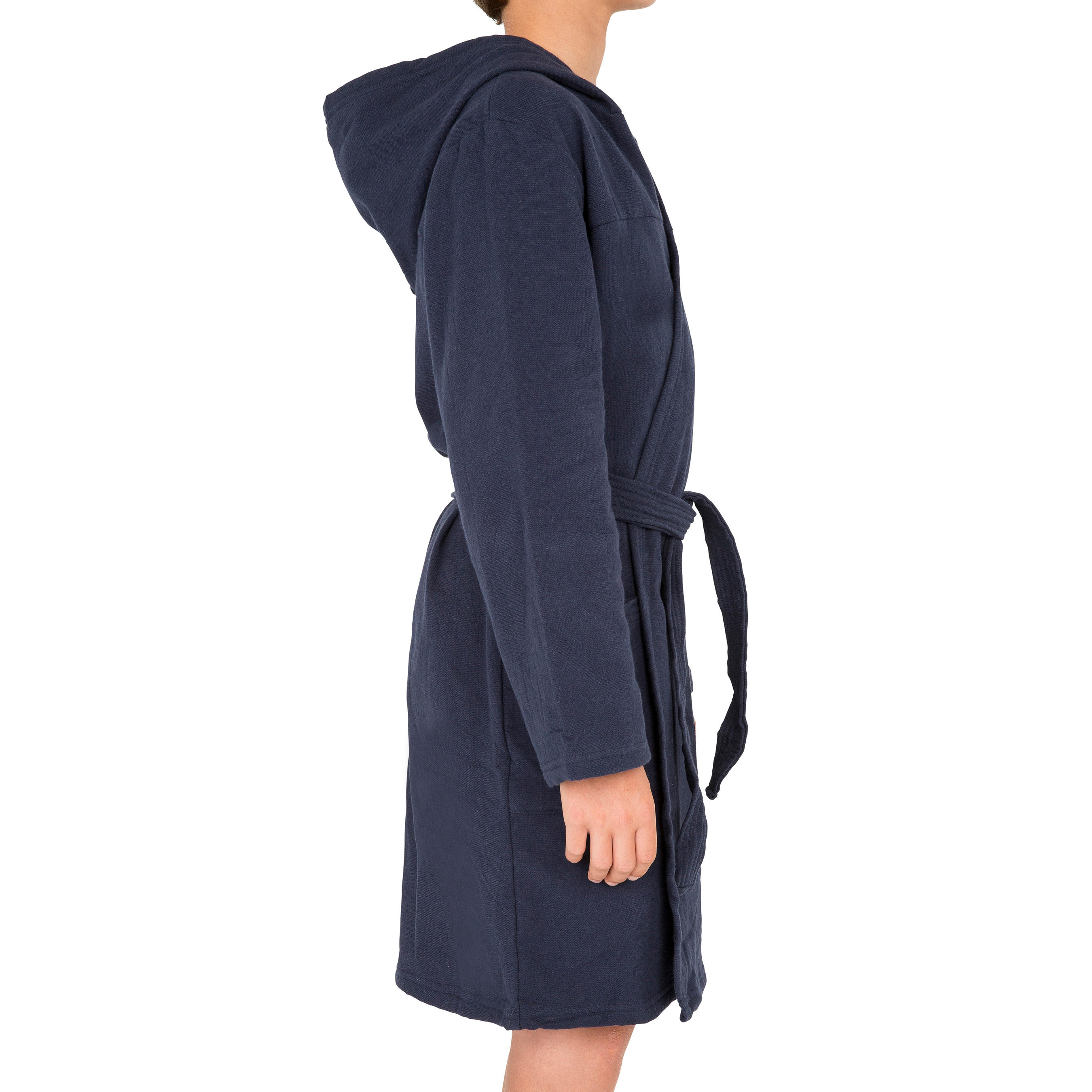 

Kids' Lightweight Cotton Pool Bathrobe with Hood, Pocket & Belt - Navy Blue -  By NABAIJI | Decathlon