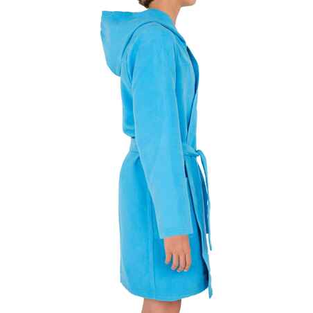 Kids' Microfibre Bathrobe with Hood, Pockets and Belt - Light Blue