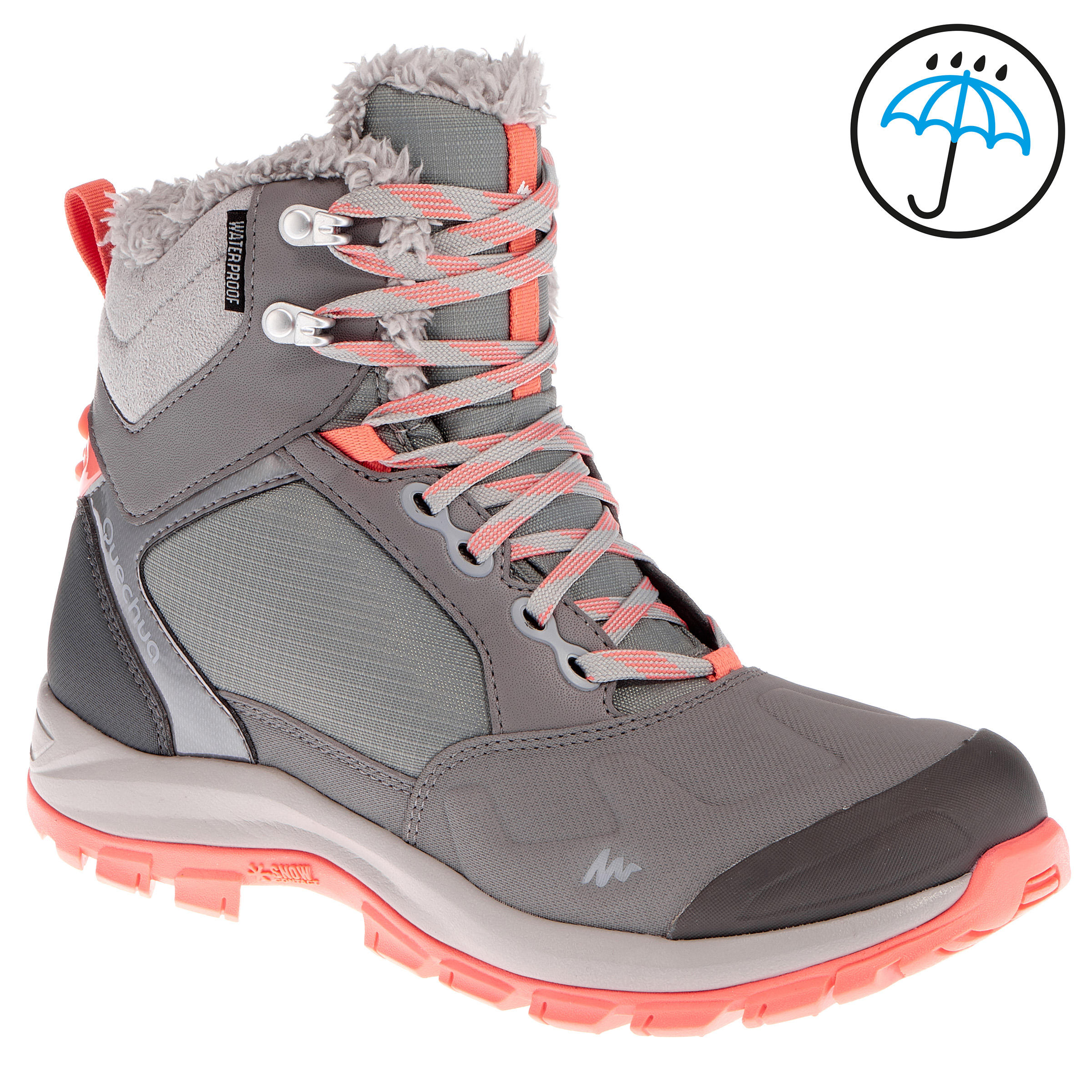 QUECHUA Forclaz Flex 500 Warm Waterproof Women'S Hiking Boots - Grey Coral