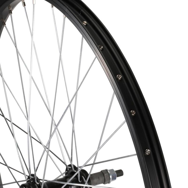 Achterwiel voor kinderfiets 24" enkelwandig met freewheel en moeren zwart