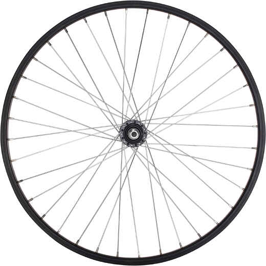 Kids Wheel 24" Rear Single Wall Rim Freewheel with Locknut - Black