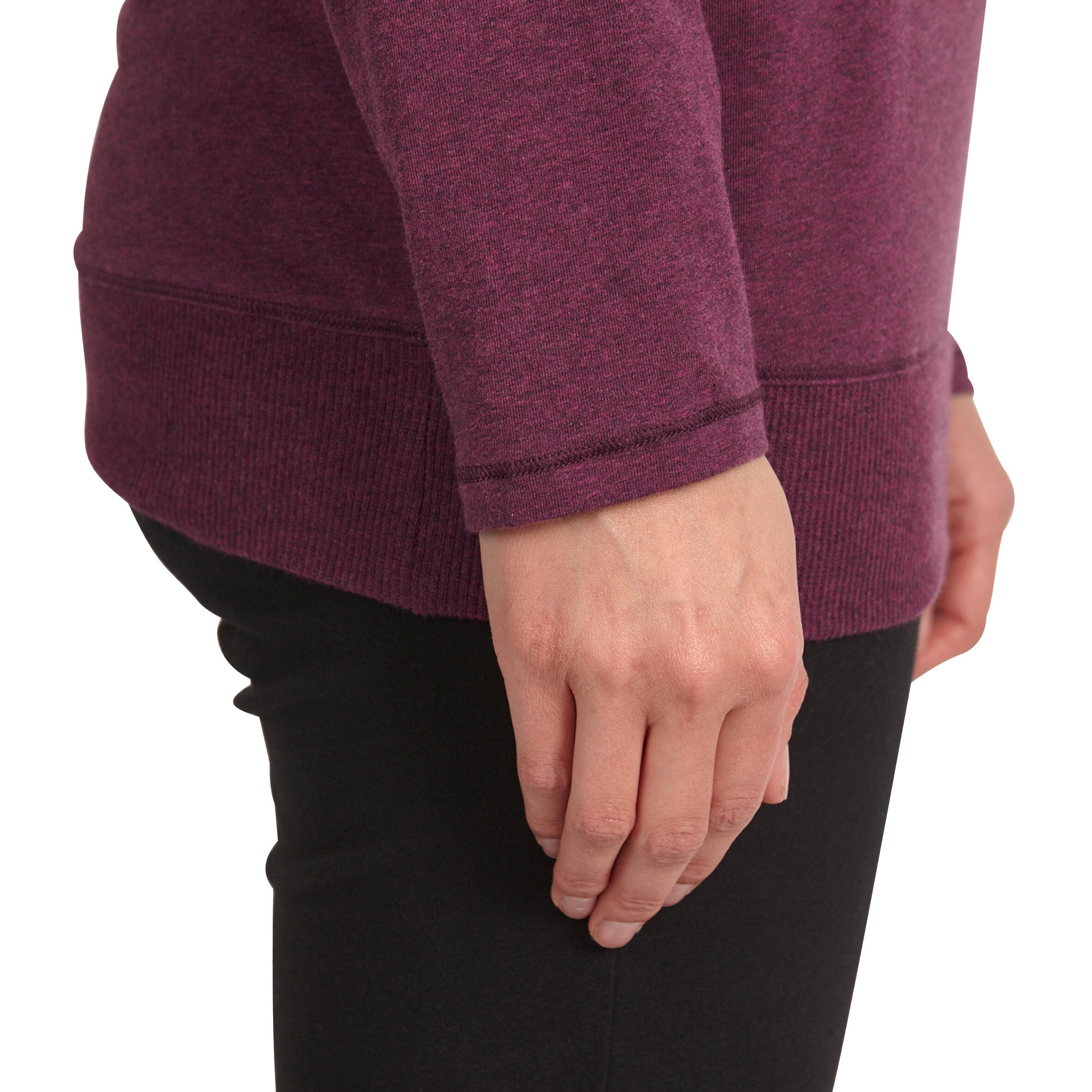 Women's Organic Cotton Long-Sleeved Yoga T-Shirt - Mottled Burgundy 8/12