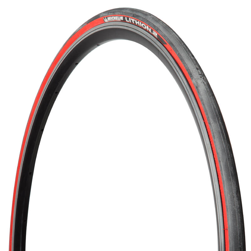 Lithion2 700x23 Flex Bead Road Bike Tyre / ETRTO 23622 Red MICHELIN Decathlon