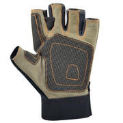 Fingerless leather gloves with Kevlar palm reinforcement