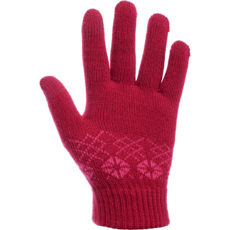 Roze pletene rukavice za pešačenje MH100 za decu