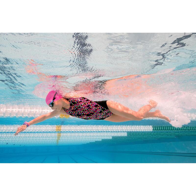 Maillot de bain de natation une pièce fille résistant au chlore Kamiye jely noir