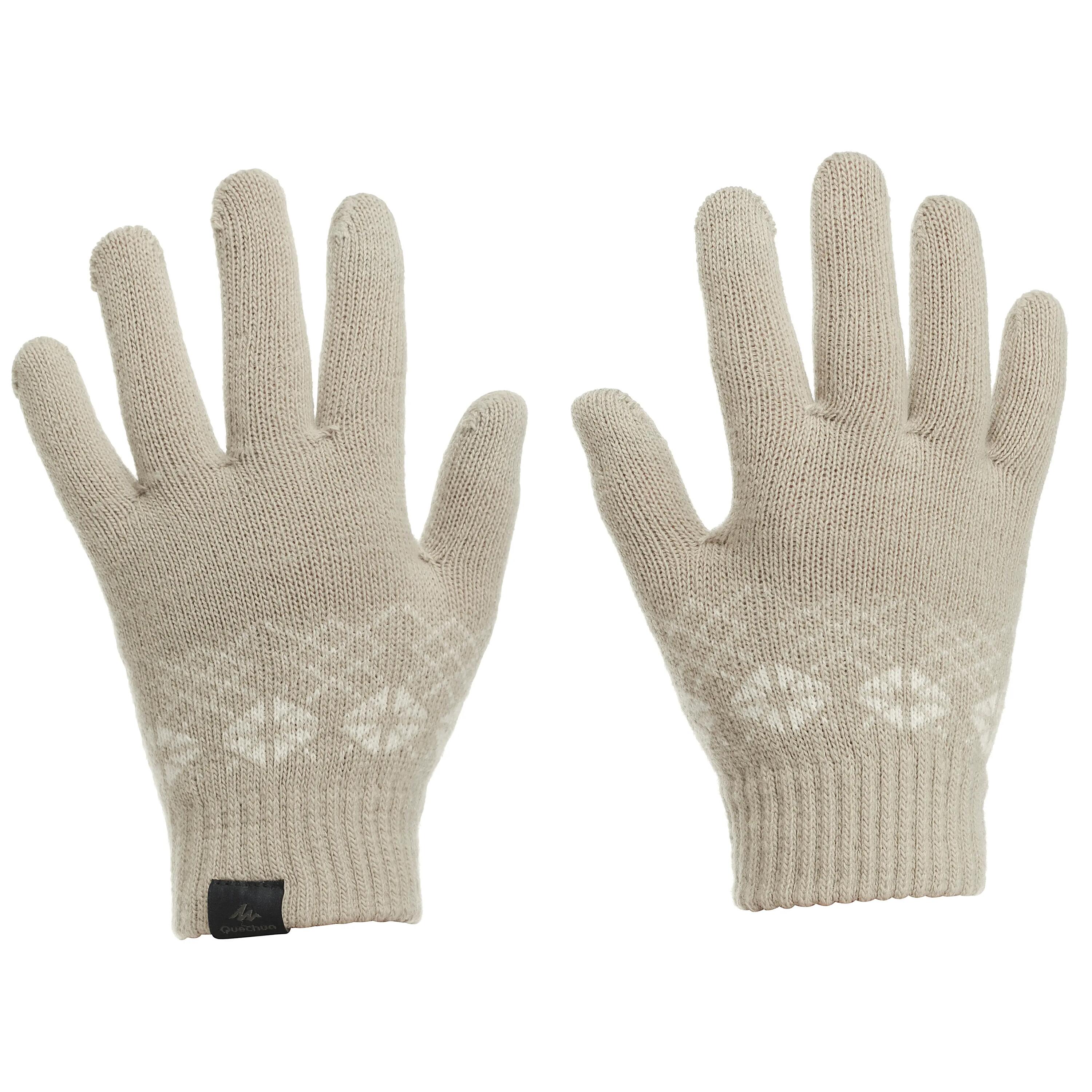 Arpenaz 50 touchscreen children's hiking gloves in beige 6/8