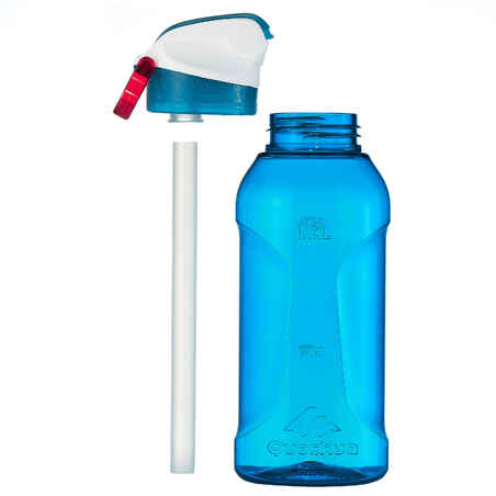 Hiking Water Bottle Instant Stopper with Straw 900 Tritan 0.5 Litre - Black
