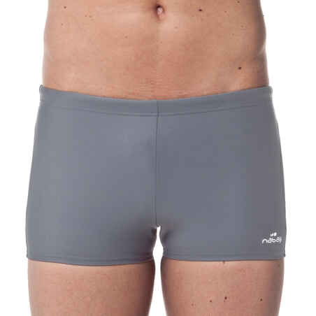 Pantaloneta de baño de natación tipo bóxer para hombre Nabaiji Basic100 gris