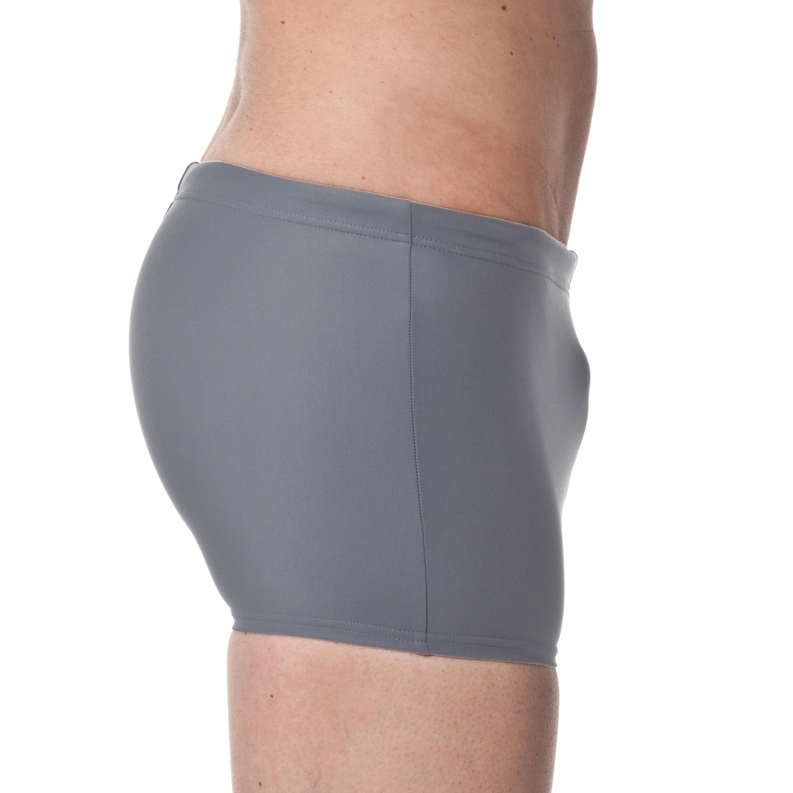 100 MEN'S BOXER SWIMMING SHORTS - BASIC GREY - NABAIJI