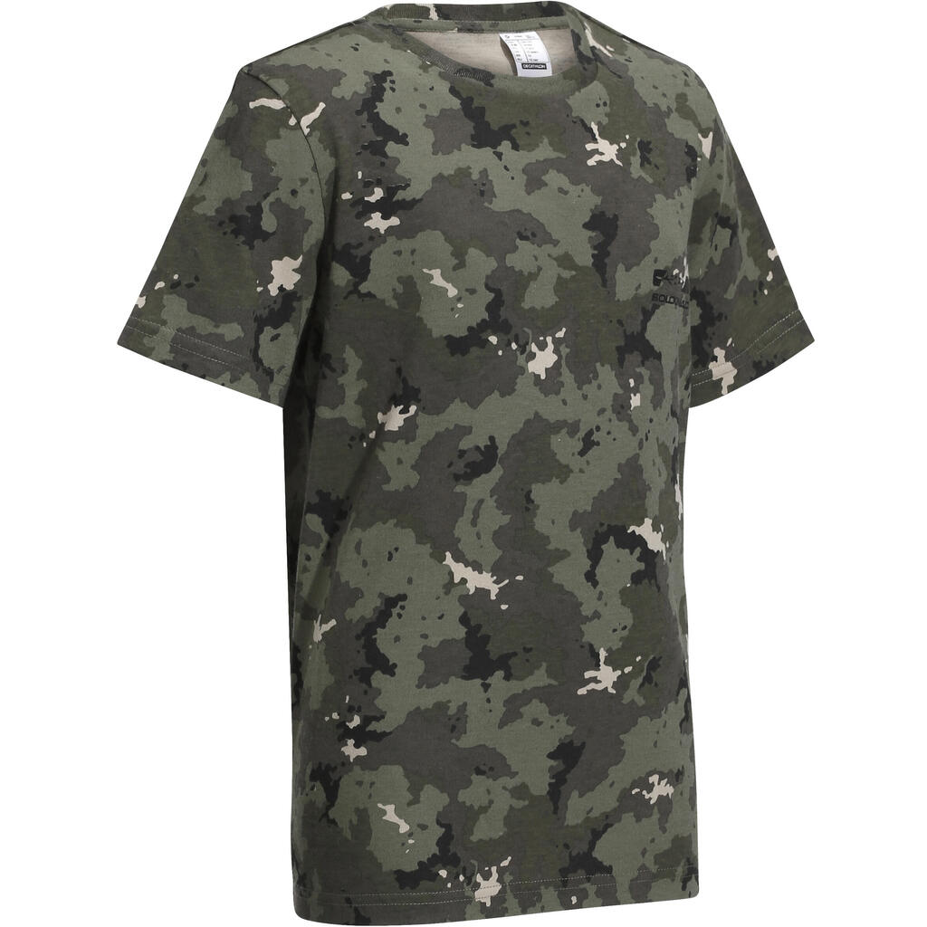 Jagd-T-Shirt 100 Kinder Camouflage grau 