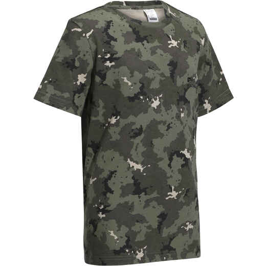 Junior Country Sport Short-Sleeved Cotton T-Shirt - 100 Island Camouflage