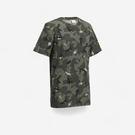 T-shirt manches courtes chasse coton Junior - 100 camouflage halftone vert