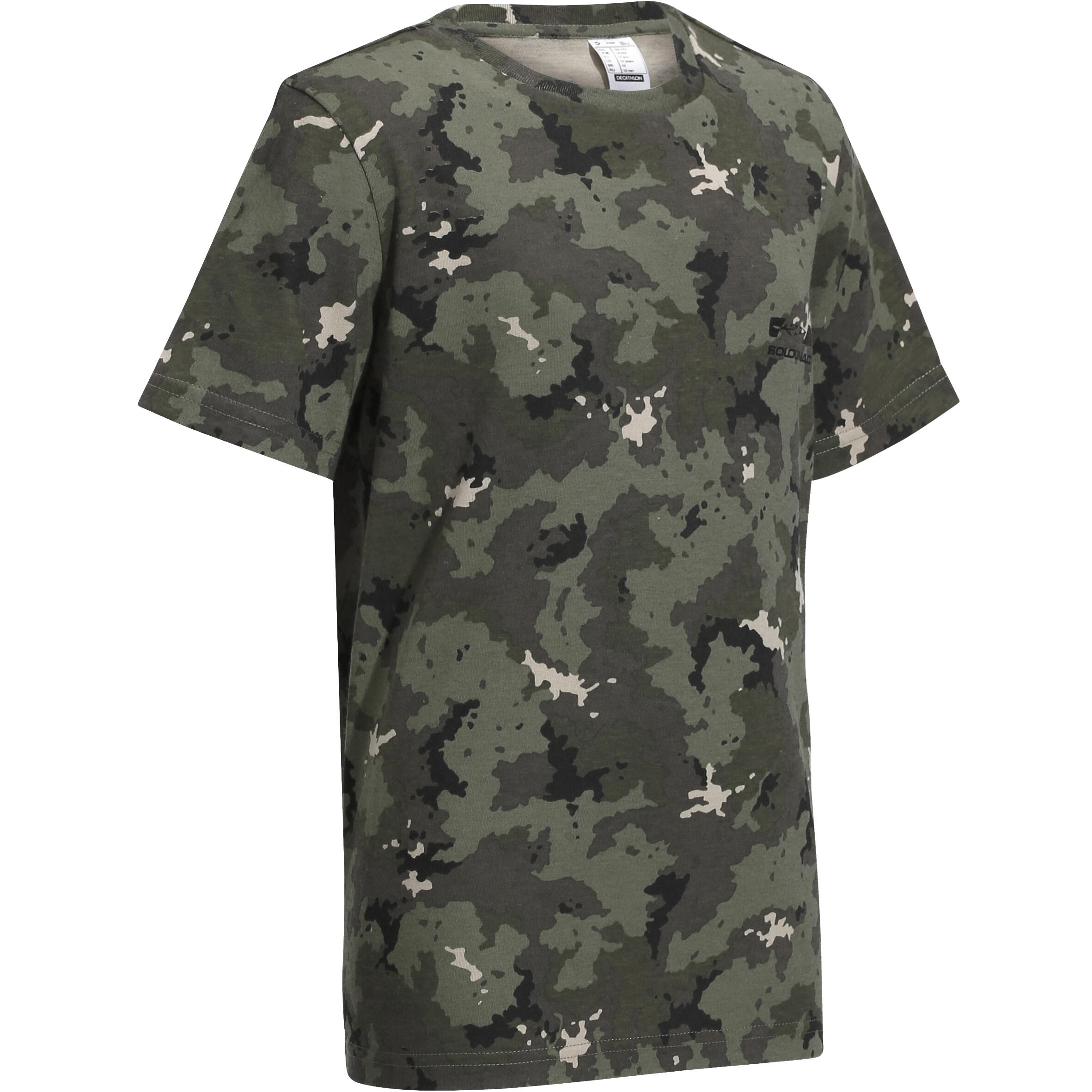 Junior Country Sport Short-Sleeved Cotton T-Shirt - 100 Island Camouflage 1/2