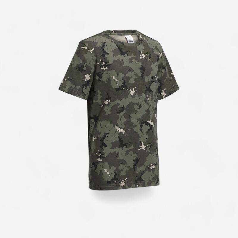 T-shirt manches courtes chasse 100 Junior camouflage island