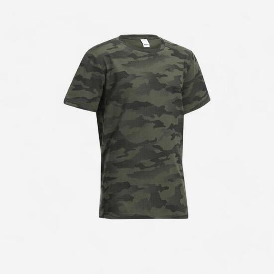 T-shirt manches courtes chasse coton Junior - 100 camouflage halftone vert