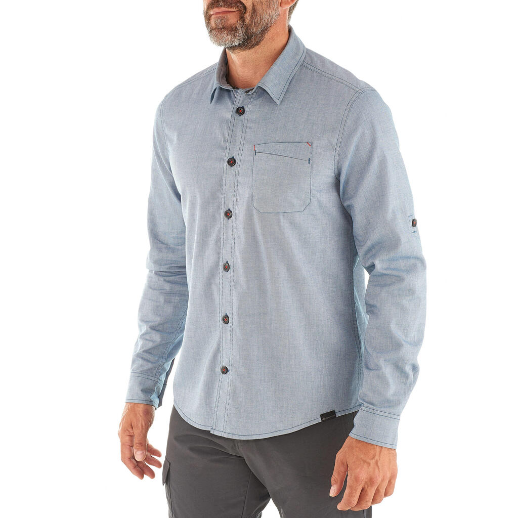 Backpacking-Hemd Travel 100 Warm Herren blau