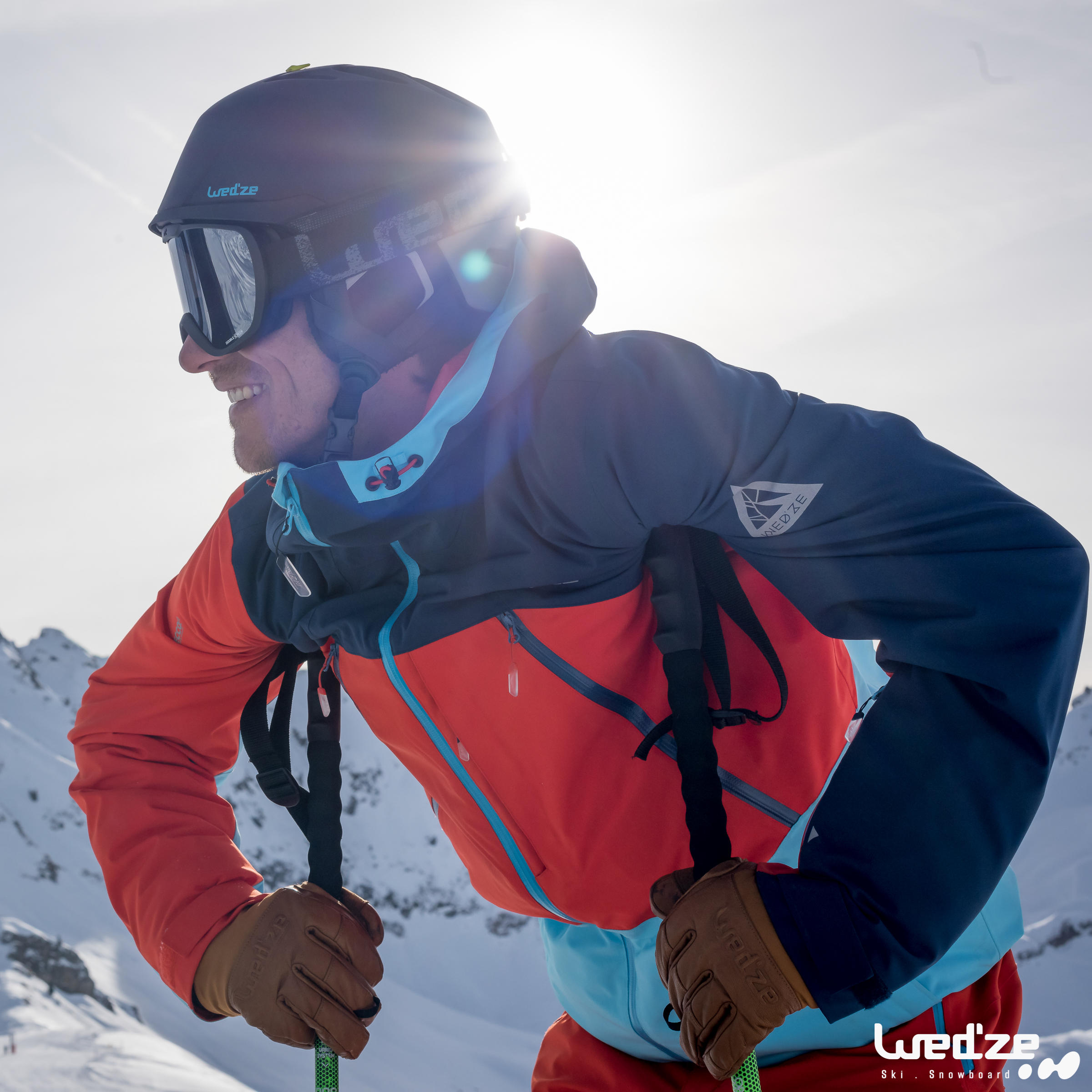 LUNETTES DE SKI ET DE PLANCHE À NEIGE ENFANT ET ADULTE G 500 BEAU TEMPS NOIR - WEDZE