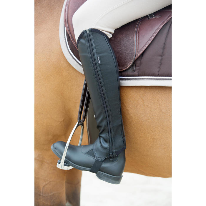 Minichaps équitation adulte CLASSIC 140 synthétique noir Fouganza