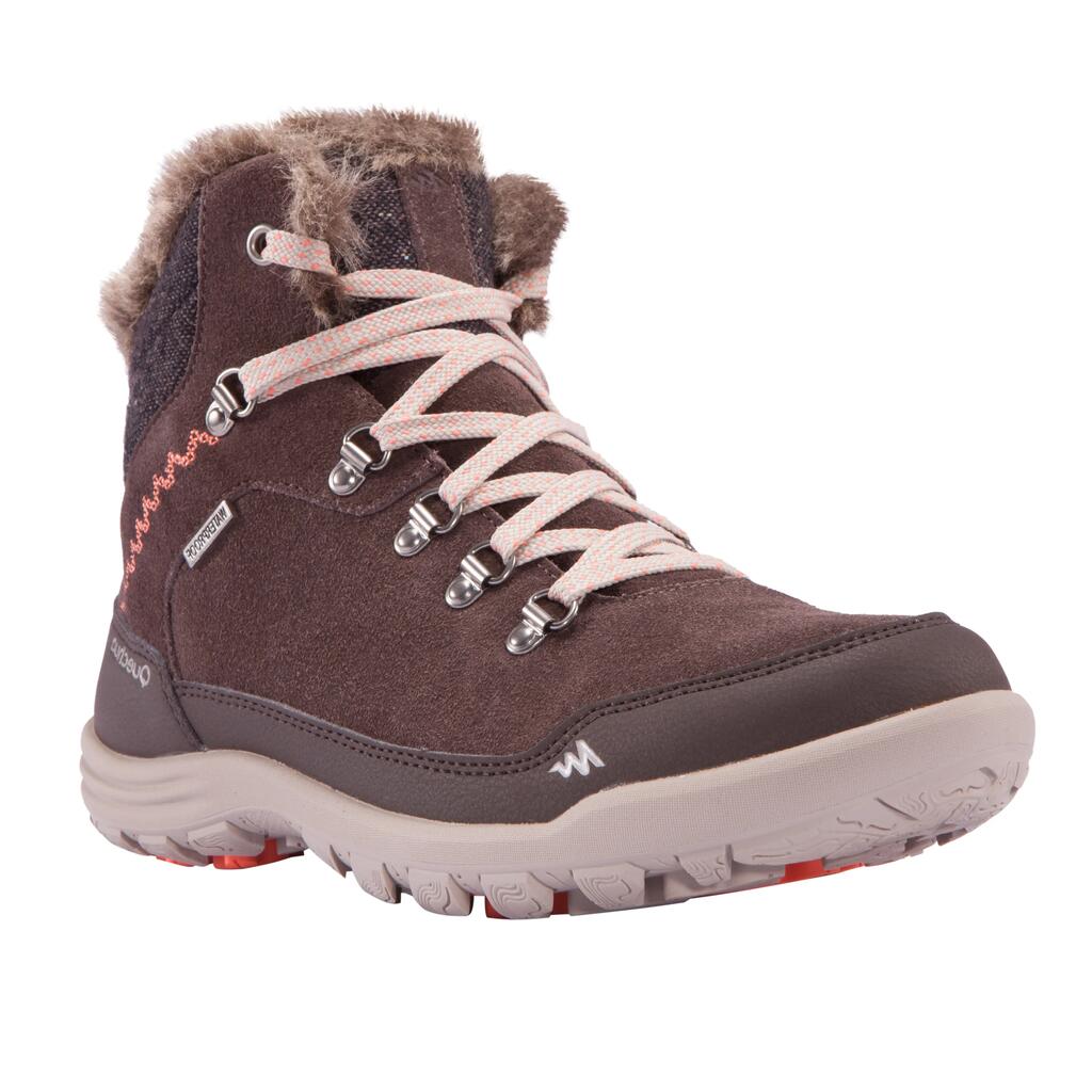 SH500 Women's Warm and Waterproof Snow Hiking Shoes - Brown