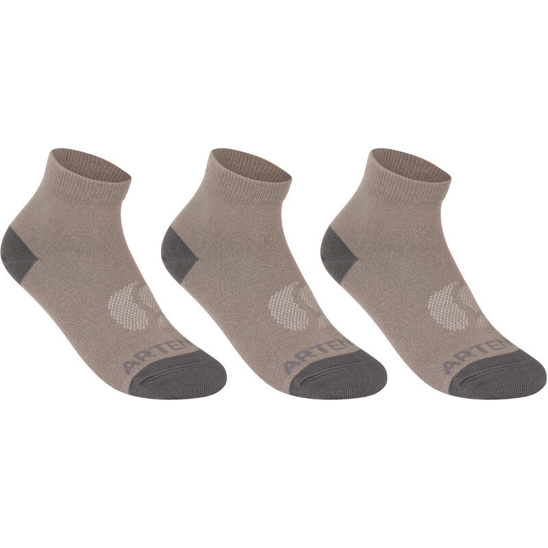 CALCETINES DE DEPORTE DE MEDIA CAÑA JUNIOR ARTENGO RS 160 GRIS LOTE DE 3 PARES