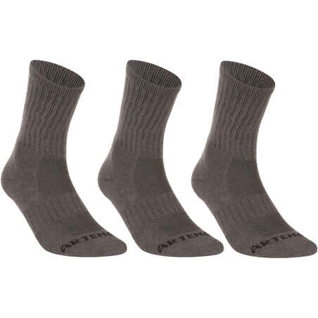 CALCETINES LARGOS DE DEPORTE ADULTO  ARTENGO RS 500 GRIS PACK DE 3