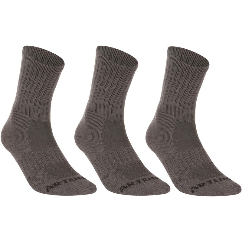 RS 500 Adult High Sports Socks Tri-Pack - Grey