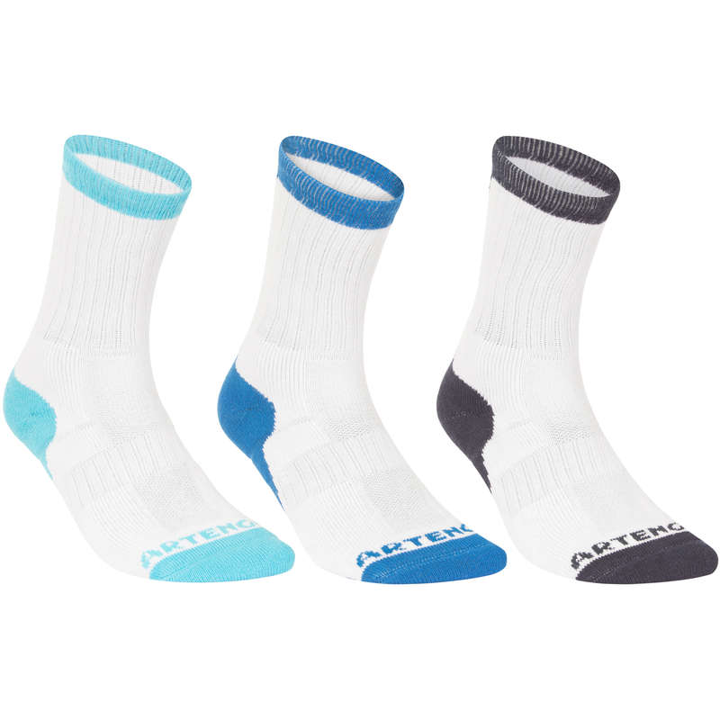 ARTENGO RS 500 Adult High Sports Socks Tri-Pack - White/Blue...