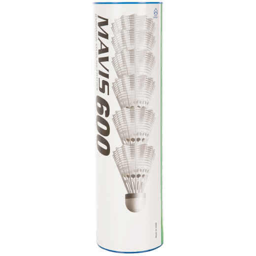 
      Badminton Plastic Shuttlecocks Mavis 600 6-Pack - White
  