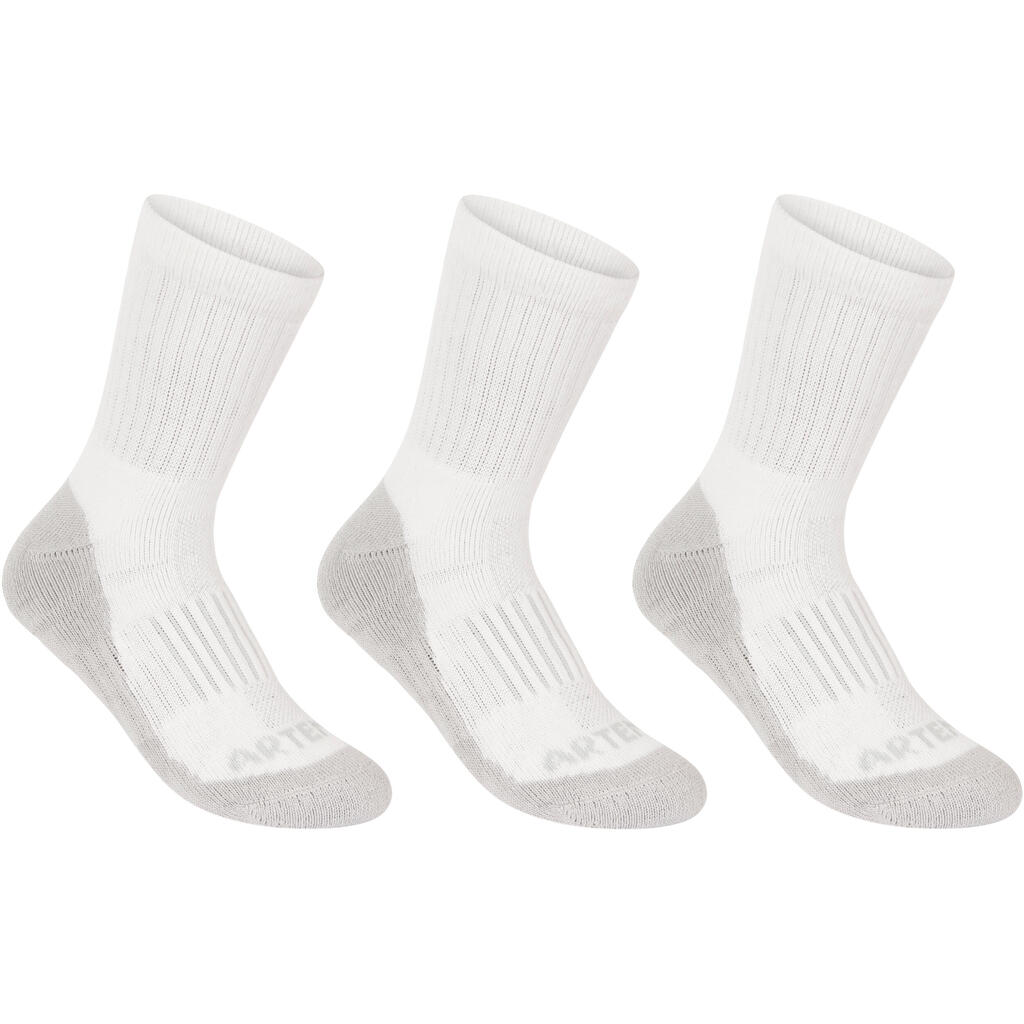Kids' High Tennis Socks RS 500 Tri-Pack - White