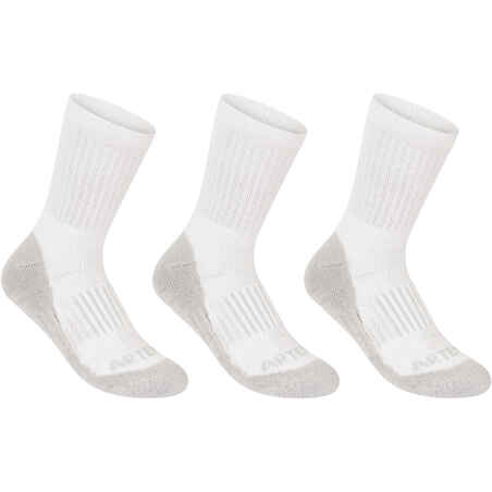 Kids' High Tennis Socks RS 500 Tri-Pack - White