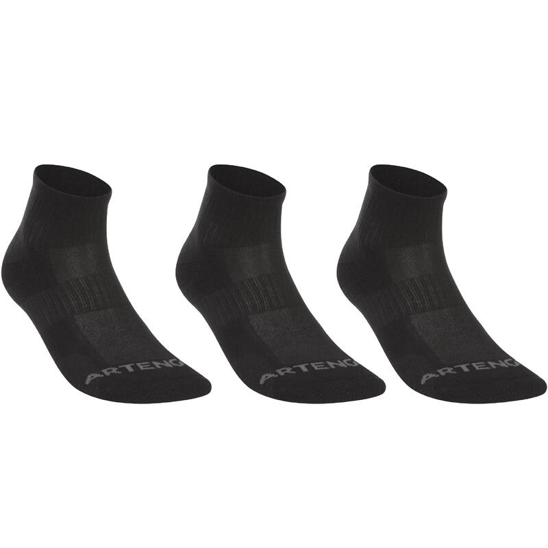 CHAUSSETTES DE SPORT MI-HAUTES ARTENGO RS 500 NOIR LOT DE 3