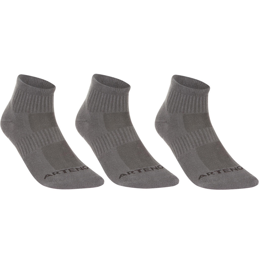 Tennissocken RS 500 Mid Erwachsene 3er Pack grau