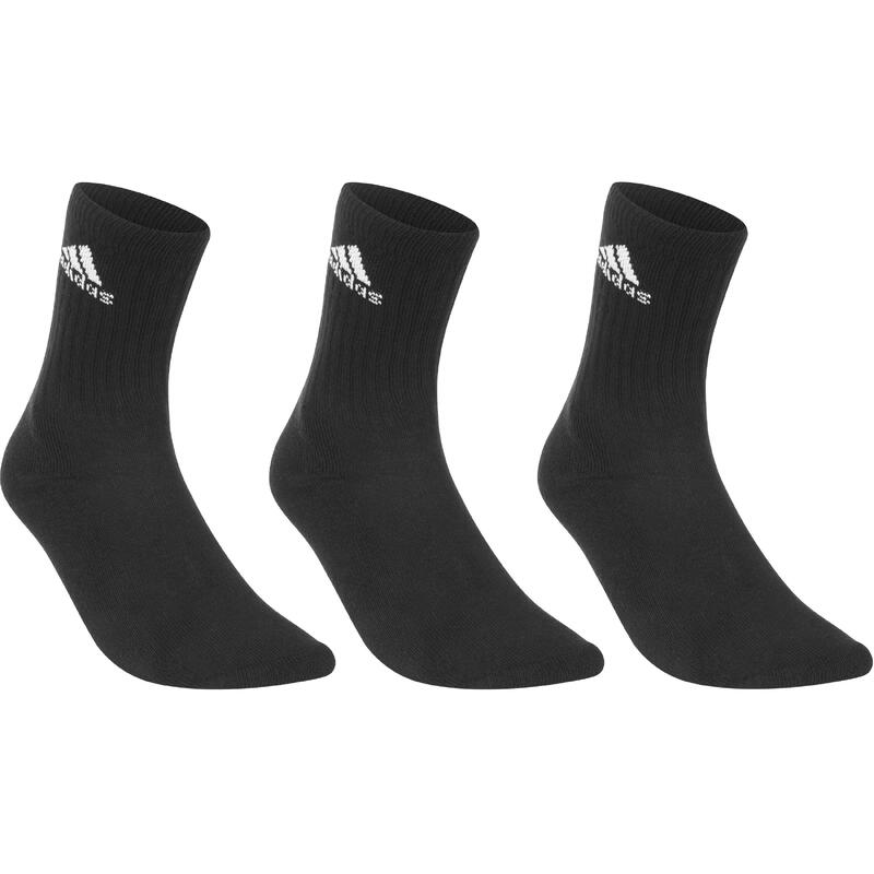 CHAUSSETTES DE TENNIS HAUTES ADIDAS BASIC NOIR LOT DE 3