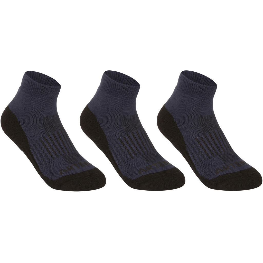 Detské športové ponožky RS 500 polovysoké bielo-modré 3 páry