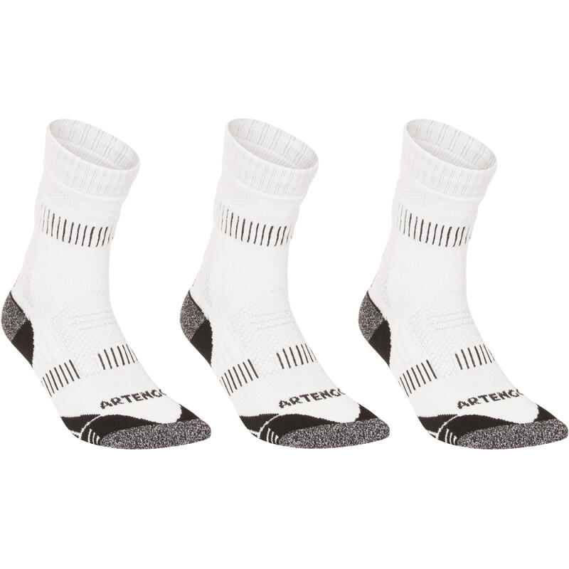 CHAUSSETTES DE SPORT ADULTE HAUTES ARTENGO RS 900 BLANC GRIS LOT DE 3 CHAUSSETTES DE SPORT ADULTE HAUTES ARTENGO RS 900 BLANC GRIS LOT DE 3