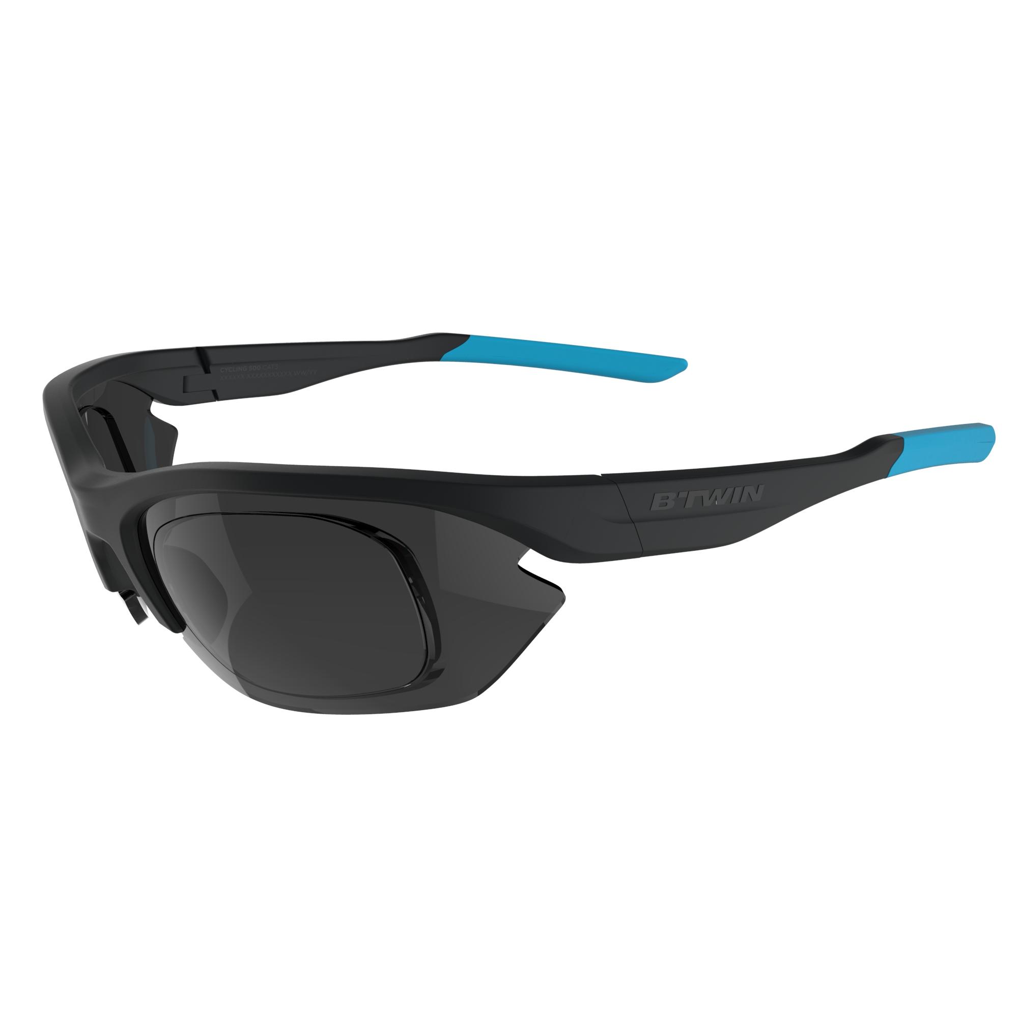 BTWIN Cycling 500 Cat 3 Sunglasses Asian Fit - Black/Blue 