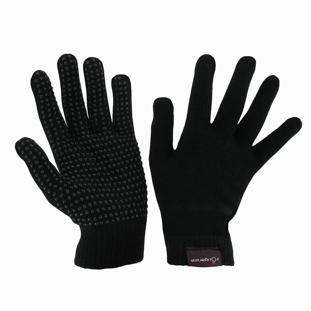 Adult knitted horse riding gloves - black
