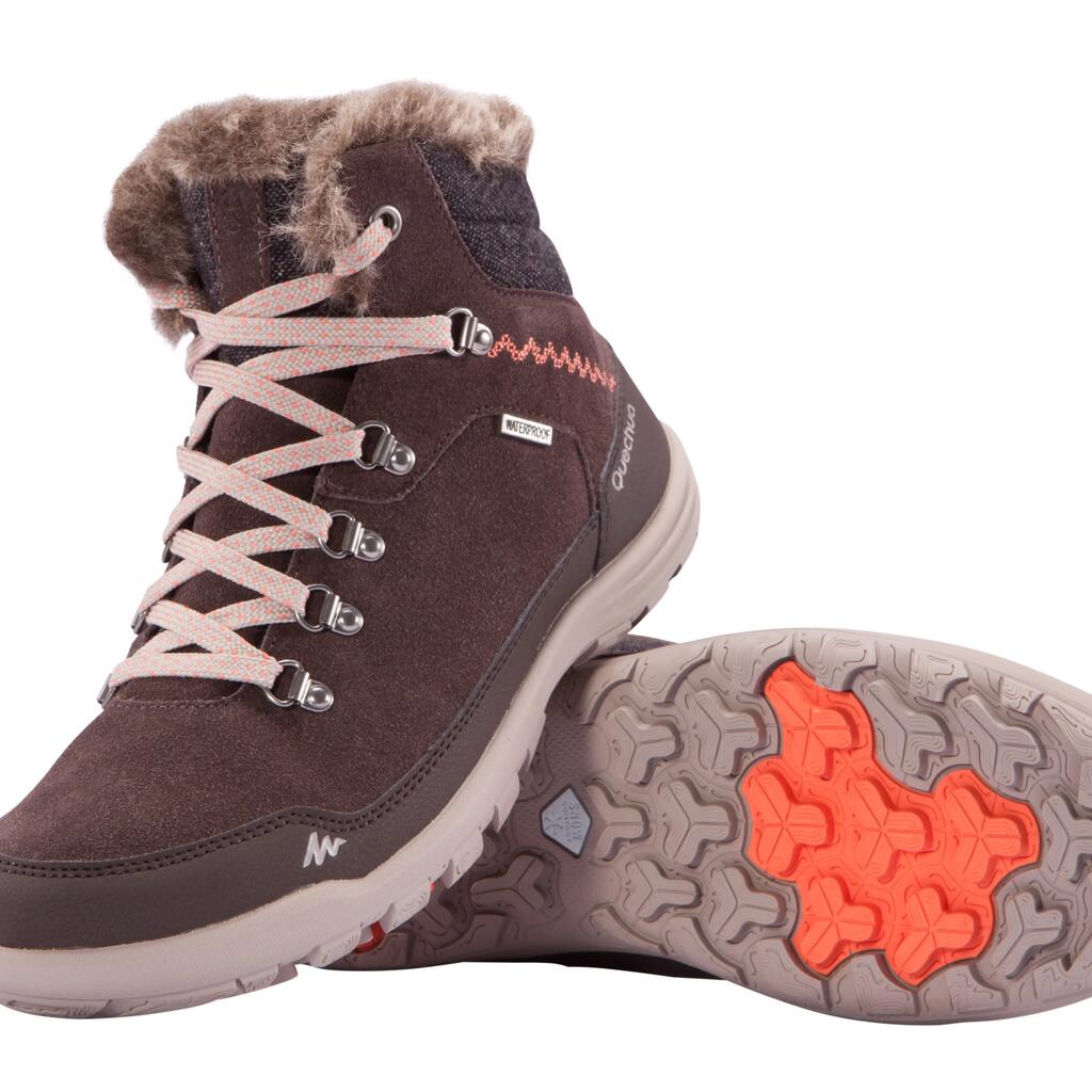 SH500 Women's Warm and Waterproof Snow Hiking Shoes - Brown