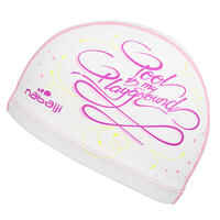 Coated mesh swim cap - Printed fabric - Size L - Play white pink