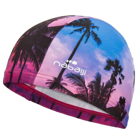 Mesh Print Swim Cap Size L - Sunrise Pink Purple