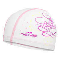 Coated mesh swim cap - Printed fabric - Size L - Play white pink