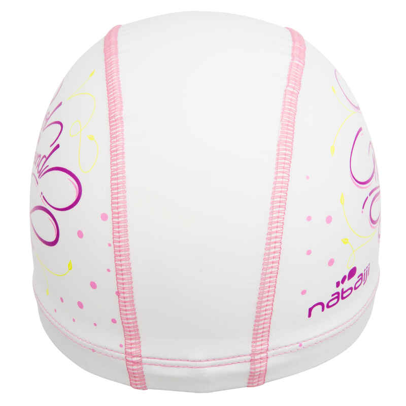 Coated mesh swim cap - Printed fabric - Size L - Play white pink