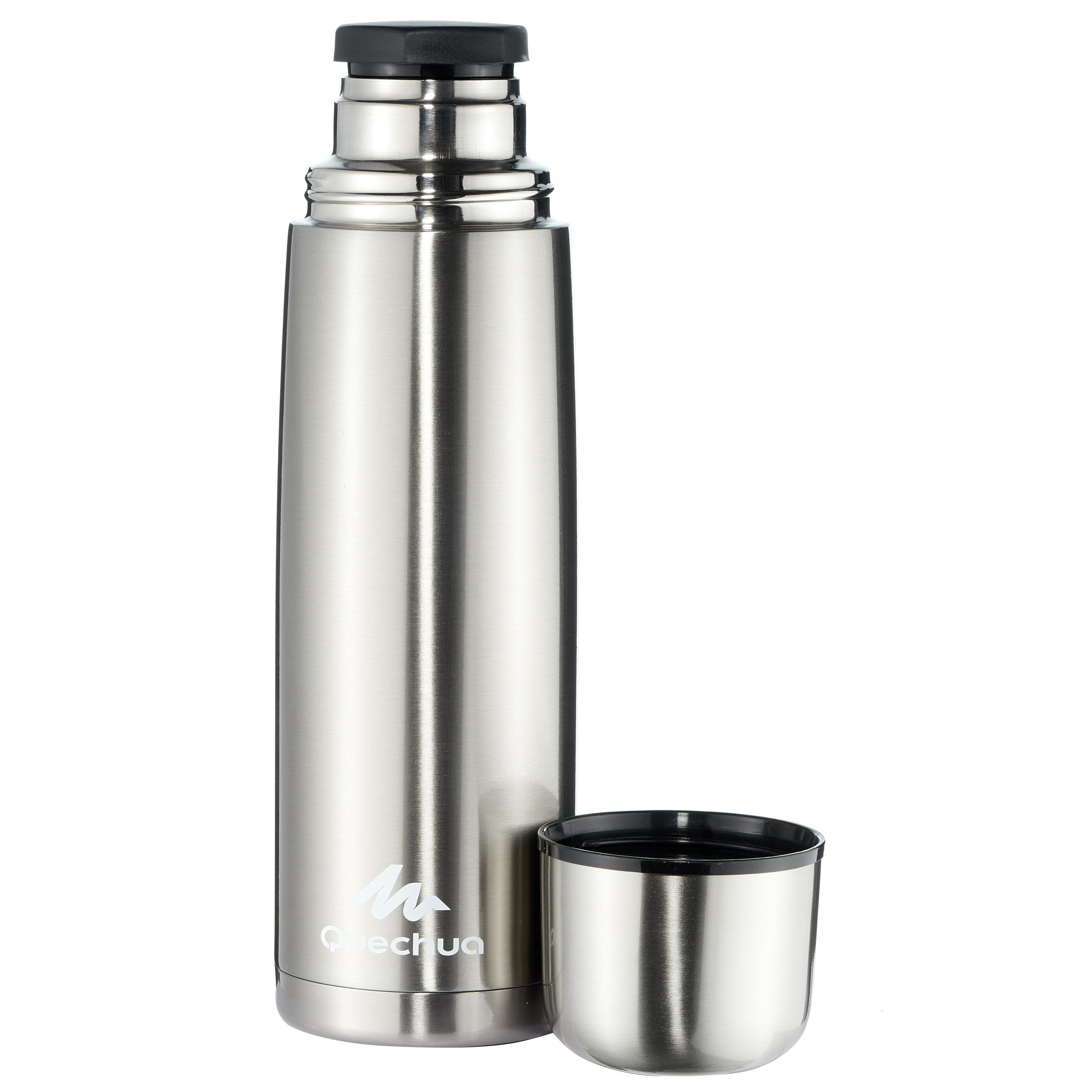 1 L stainless steel isothermal water bottle with cup for hiking - Silver 2/11