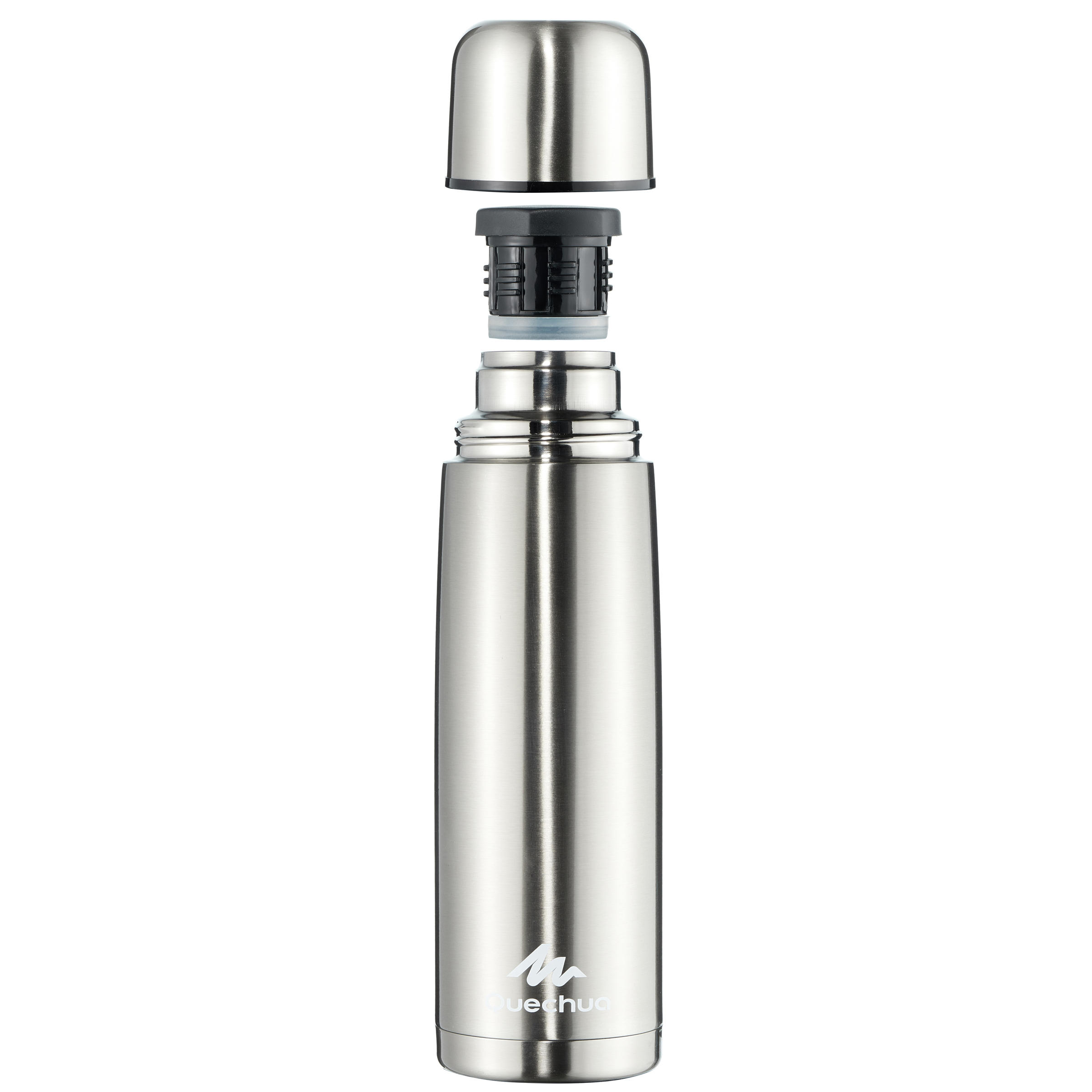 1 L stainless steel isothermal water bottle with cup for hiking - Silver 4/11