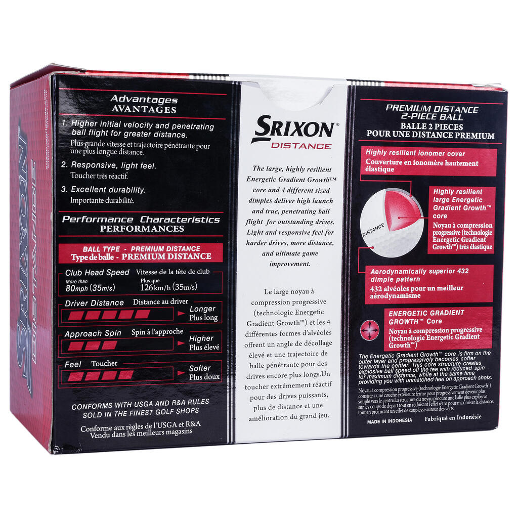 Golfipallid Bipack Srixon Distance, 24 tk pakis, valged