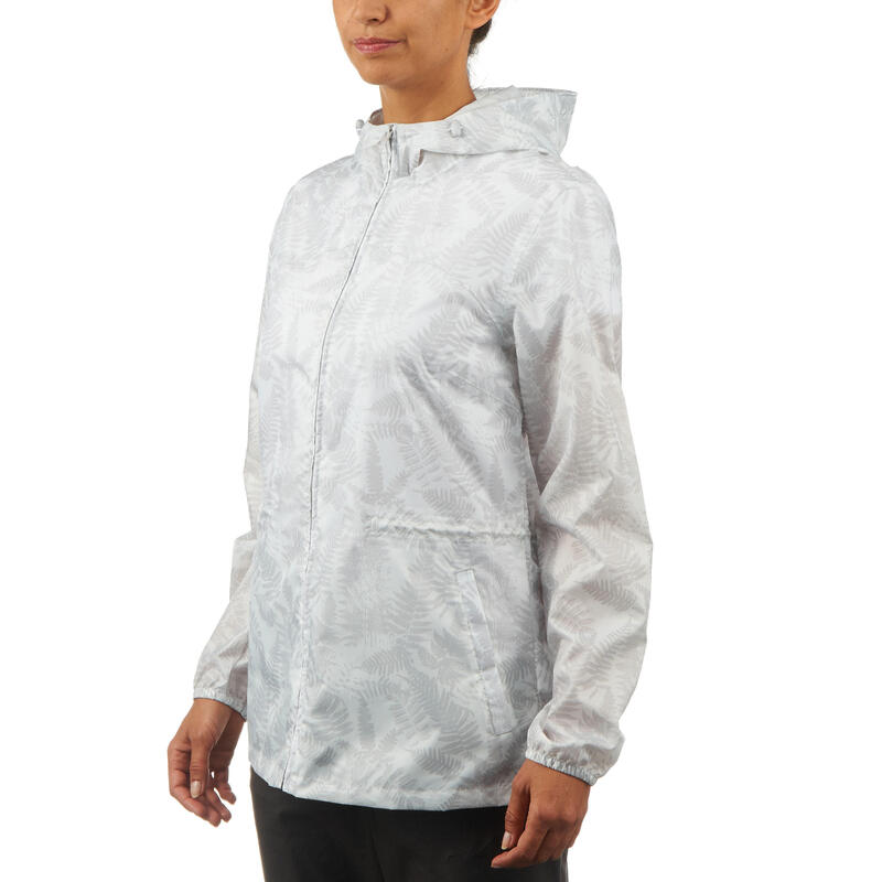 Jachetă Impermeabilă cu fermoar Drumeție în natură Raincut Alb Damă