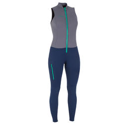 COMBINAISON DEBARDEUR KAYAK STAND UP PADDLE 500 FEMME NEOPRENE 2MM GRIS BLEU