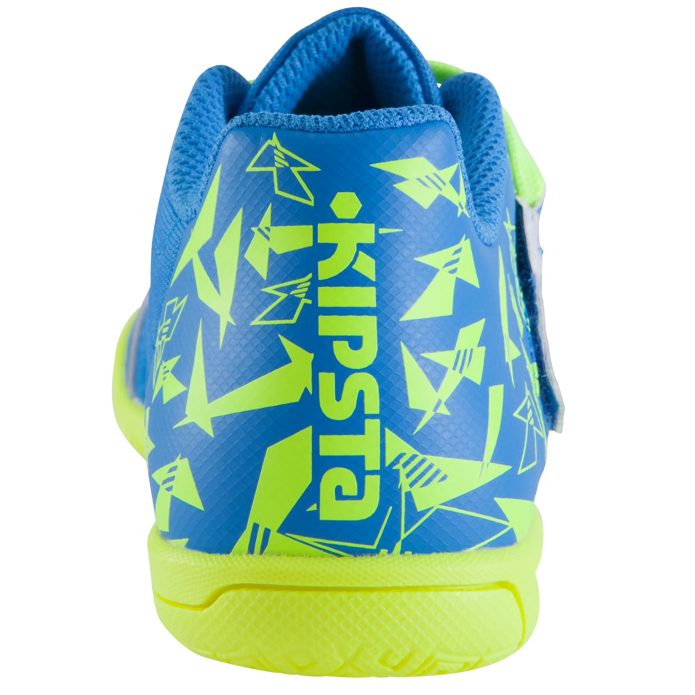 CLR 500 Sala Kids' Futsal Rip-Tab Strap Trainers - Blue/Yellow 6/17