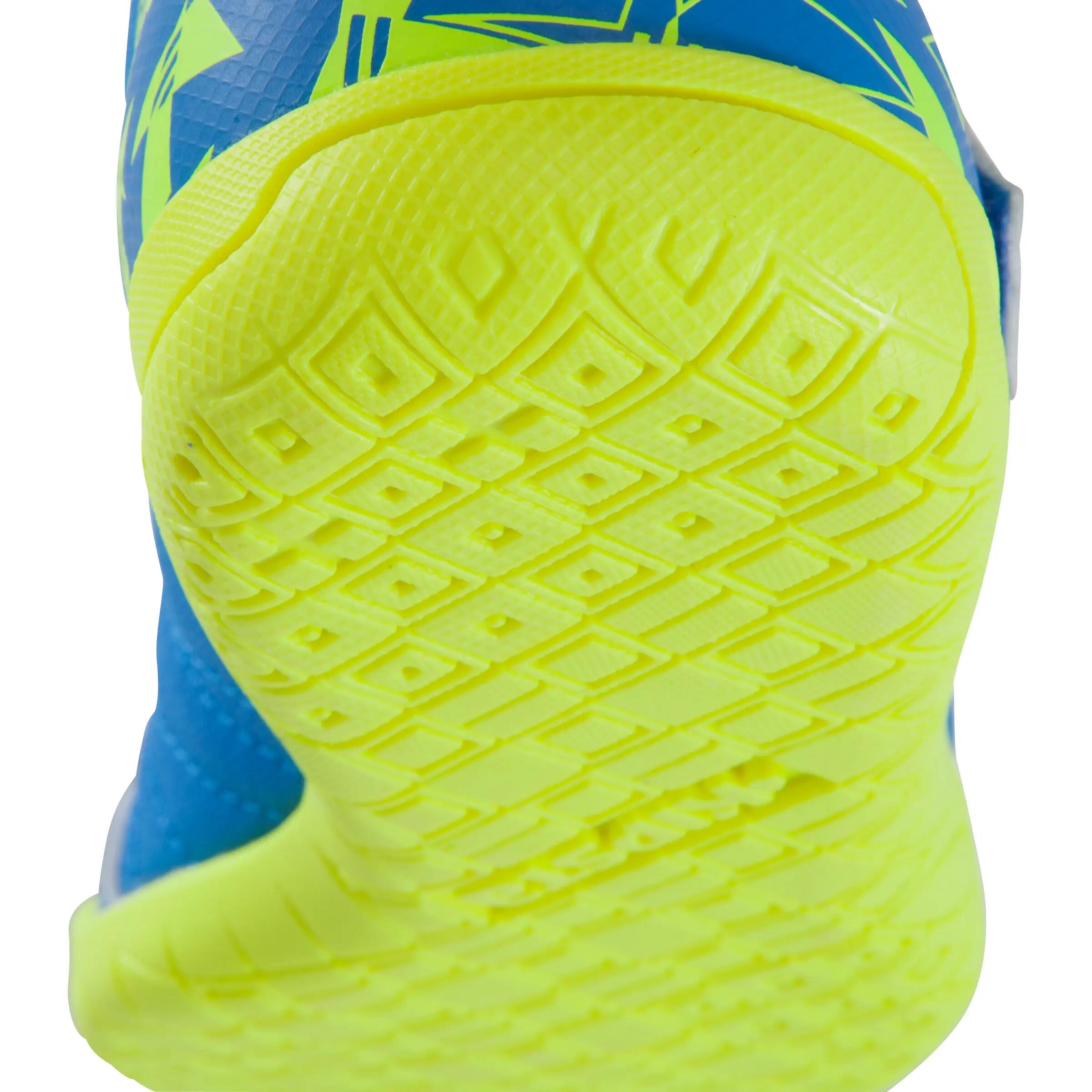 CLR 500 Sala Kids' Futsal Rip-Tab Strap Trainers - Blue/Yellow 10/17